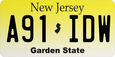 NJ license plate A91IDW