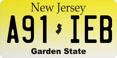 NJ license plate A91IEB