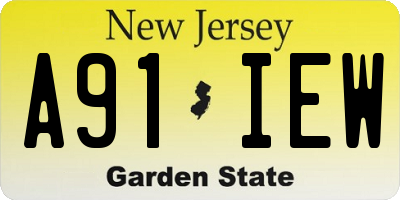 NJ license plate A91IEW