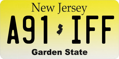 NJ license plate A91IFF