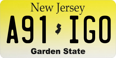 NJ license plate A91IGO