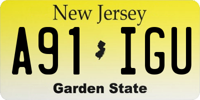 NJ license plate A91IGU