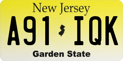 NJ license plate A91IQK