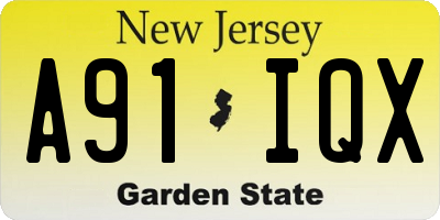 NJ license plate A91IQX