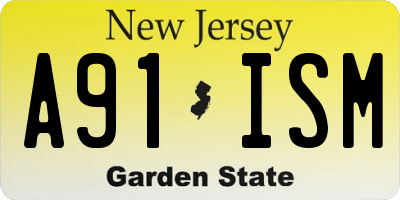 NJ license plate A91ISM