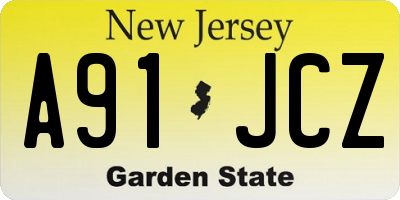 NJ license plate A91JCZ