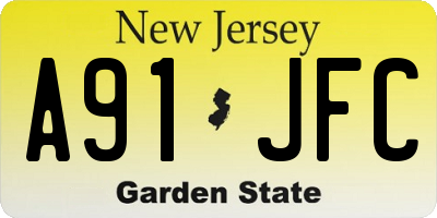 NJ license plate A91JFC