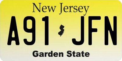 NJ license plate A91JFN
