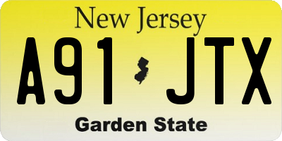 NJ license plate A91JTX