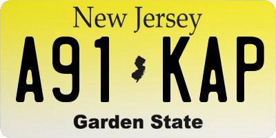NJ license plate A91KAP