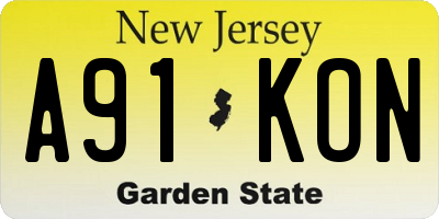NJ license plate A91KON