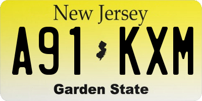 NJ license plate A91KXM