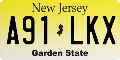 NJ license plate A91LKX