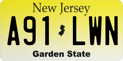 NJ license plate A91LWN