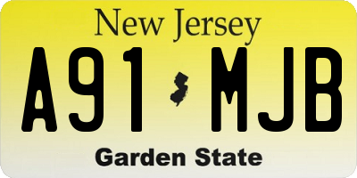 NJ license plate A91MJB