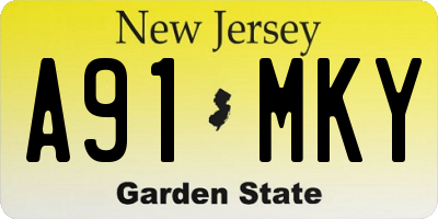 NJ license plate A91MKY