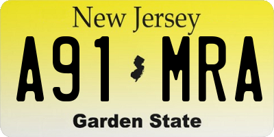 NJ license plate A91MRA