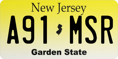 NJ license plate A91MSR