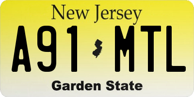 NJ license plate A91MTL