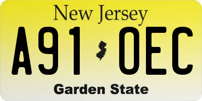 NJ license plate A91OEC