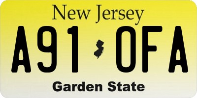 NJ license plate A91OFA
