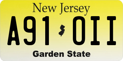 NJ license plate A91OII