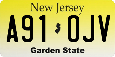NJ license plate A91OJV