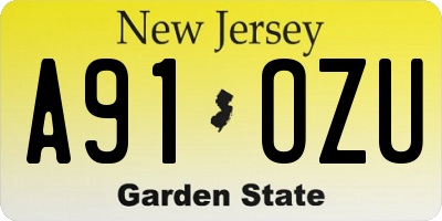 NJ license plate A91OZU
