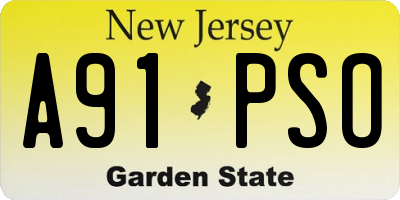 NJ license plate A91PSO