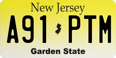 NJ license plate A91PTM