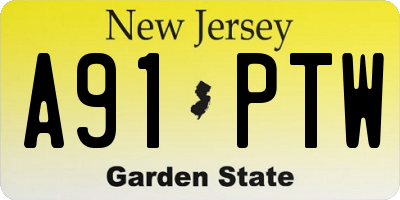 NJ license plate A91PTW
