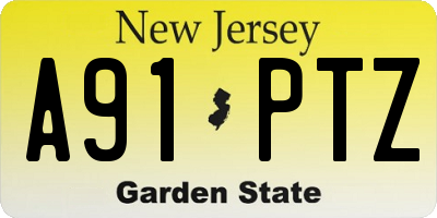 NJ license plate A91PTZ