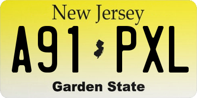 NJ license plate A91PXL