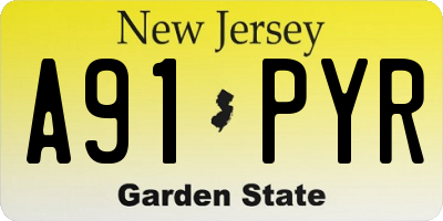 NJ license plate A91PYR