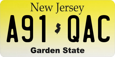 NJ license plate A91QAC