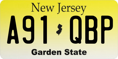 NJ license plate A91QBP