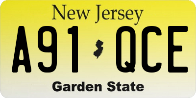 NJ license plate A91QCE