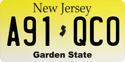 NJ license plate A91QCO