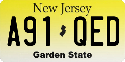 NJ license plate A91QED