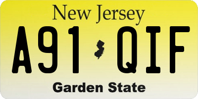 NJ license plate A91QIF
