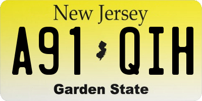 NJ license plate A91QIH