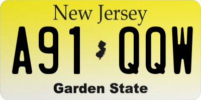 NJ license plate A91QQW