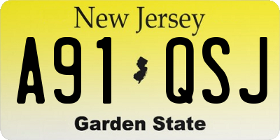 NJ license plate A91QSJ