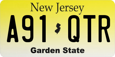 NJ license plate A91QTR