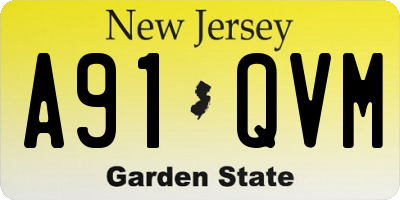 NJ license plate A91QVM