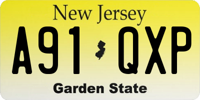 NJ license plate A91QXP