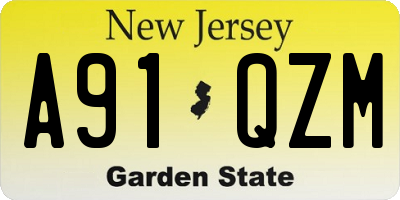 NJ license plate A91QZM