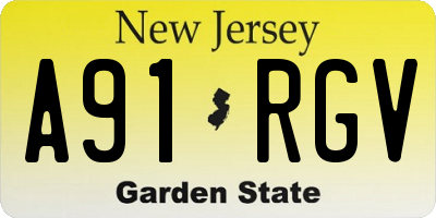 NJ license plate A91RGV