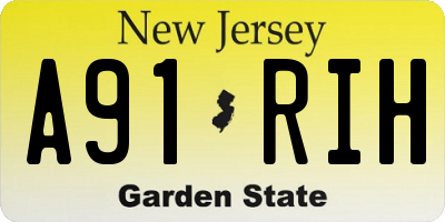 NJ license plate A91RIH
