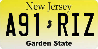 NJ license plate A91RIZ